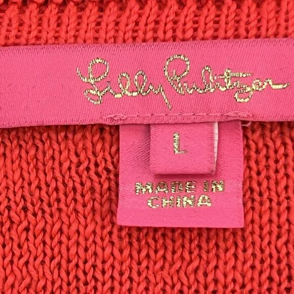 Lilly Pulitzer Women’s Jody V-neck Sweater Size Large Tassels Spicy Coral - Picture 4 of 7